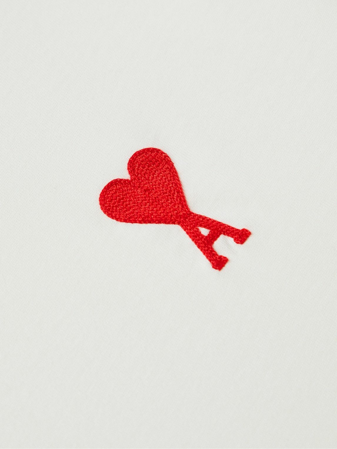 AMI PARIS - Logo-Embroidered Cotton-Jersey T-Shirt - White