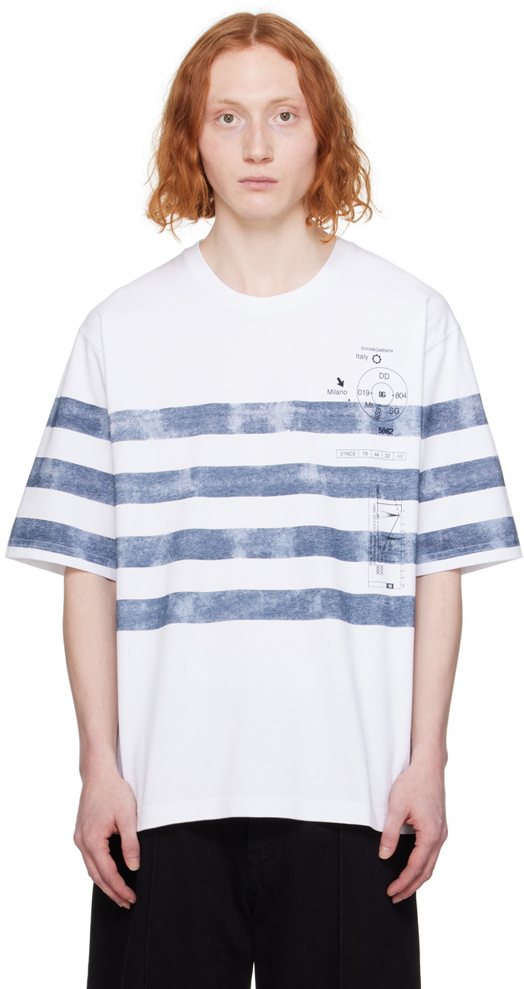 美品】ドルチェ&ガッバーナ ビーズデザイン ストライプ Tシャツ 【公式