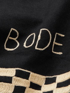 BODE - Straight-Leg Embroidered Cotton Shorts - Black