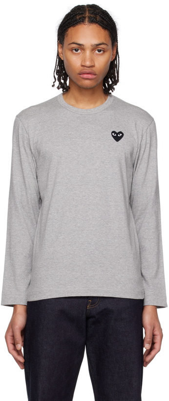 Photo: COMME des GARÇONS PLAY Gray Heart Long Sleeve T-Shirt