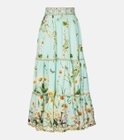 Camilla Floral tiered linen maxi skirt