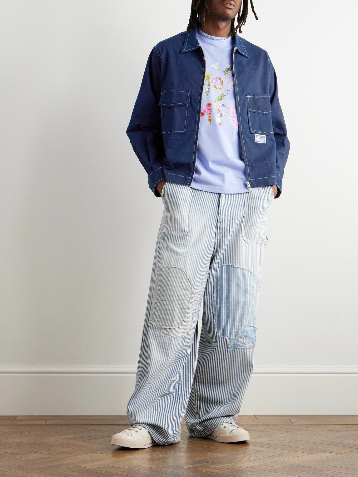 Story Mfg. - 555 Appliquéd Organic Cotton-Twill Zip-Up Shirt