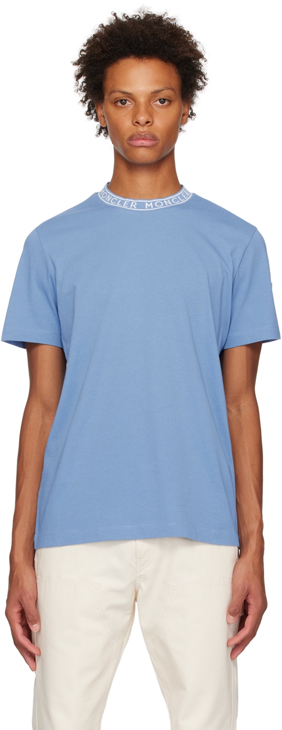 Moncler Blue Garment-Washed T-Shirt Moncler