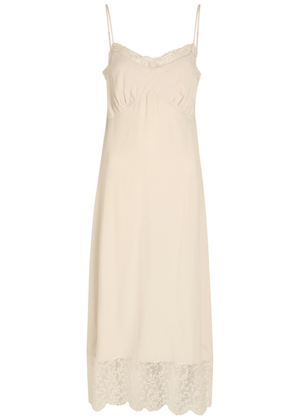 Photo: Simone Rocha Lace-trimmed Crepe-de-chine Midi Dress Nude