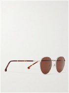 LORO PIANA - Weekend Round-Frame Silver-Tone Titanium and Tortoiseshell Acetate Polarised Sunglasses