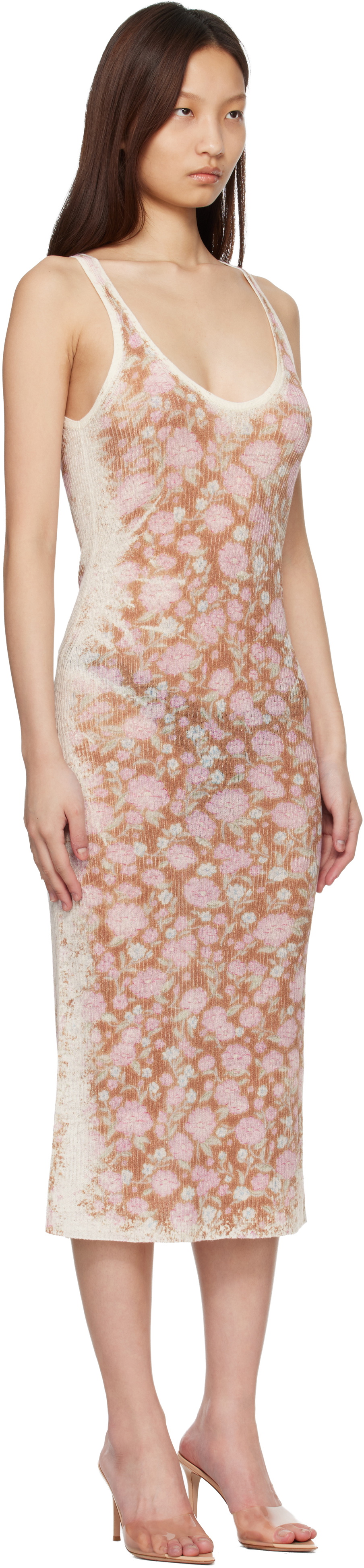 Diesel Pink & Beige M-Blom Midi Dress
