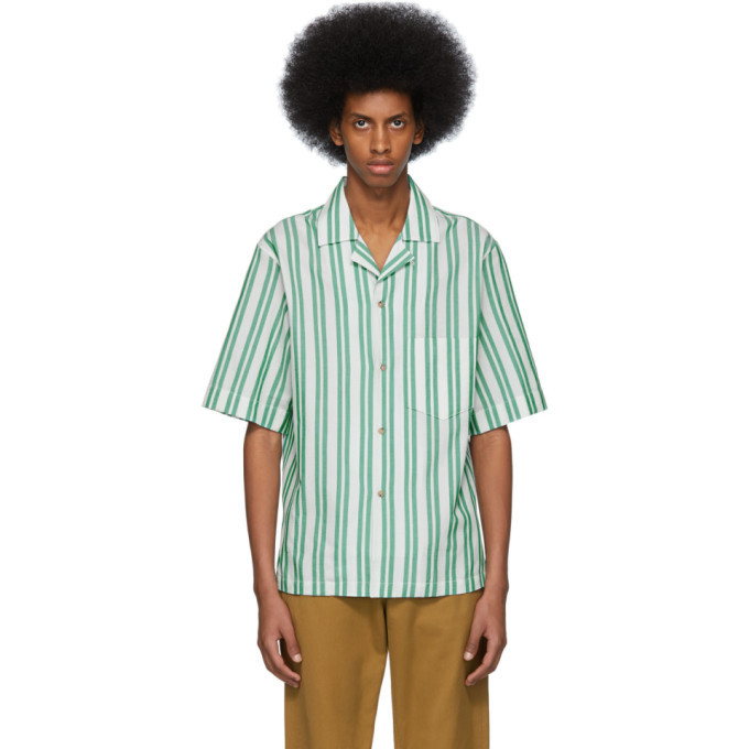 Photo: Acne Studios White and Green Striped Simon Shirt