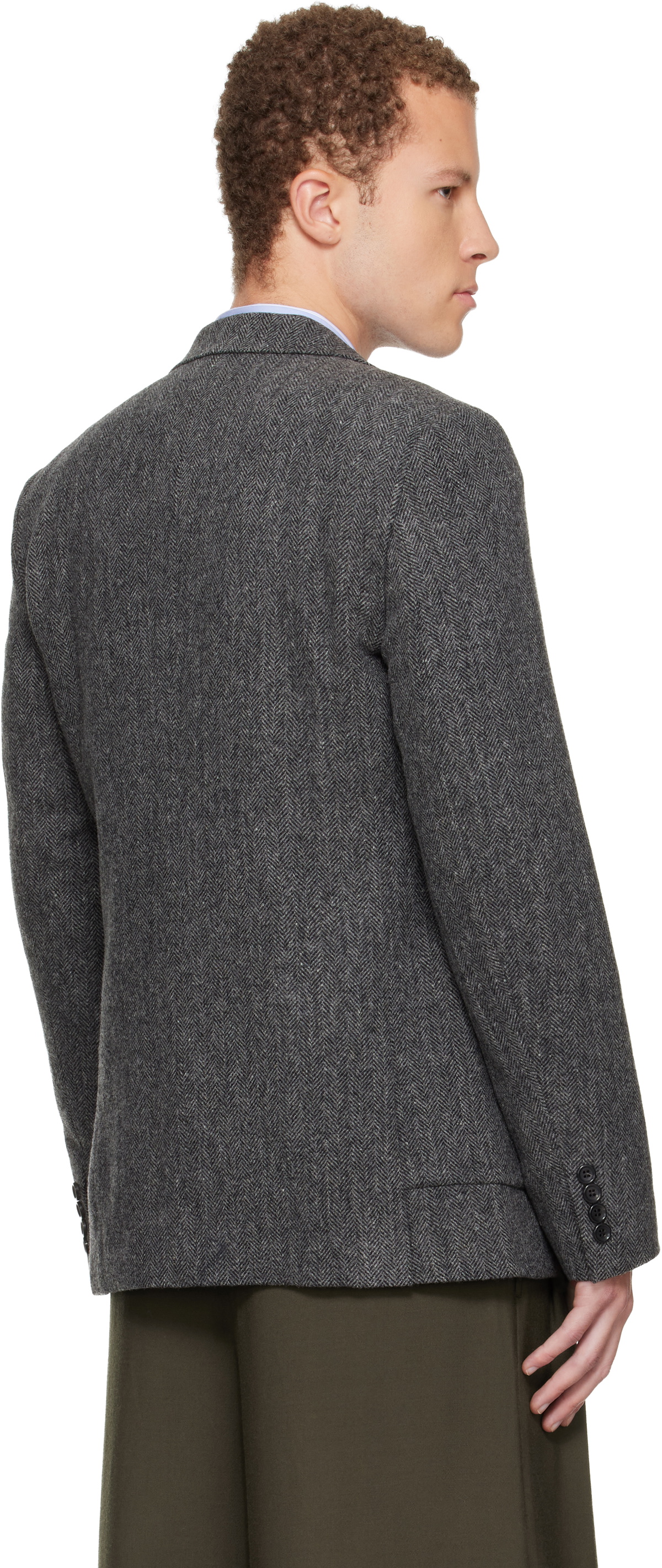 Comme des Garçons Homme Deux Gray Tweed Herringbone Blazer