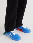 Off-White - Suede-Trimmed Full-Grain Leather Sneakers - Blue