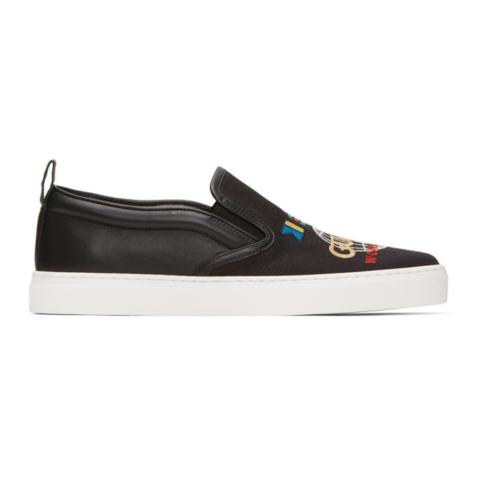 Photo: Gucci Black Dublin Slip-On Sneakers