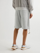 Brunello Cucinelli - Straight-Leg Ribbed Cotton-Jersey Drawstring Bermuda Shorts - Gray