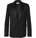 SAINT LAURENT - Black Slim-Fit Satin-Trimmed Virgin Wool-Jacquard Tuxedo Jacket - Black