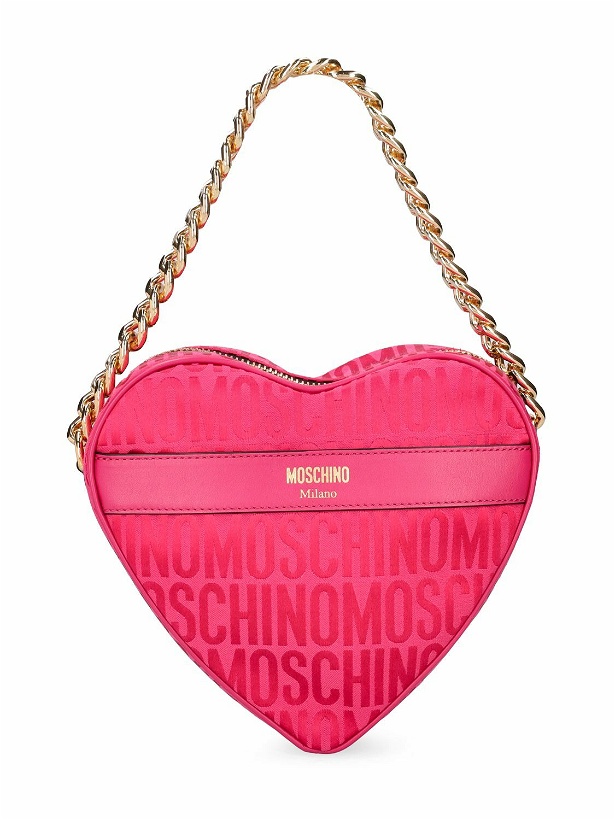 Photo: MOSCHINO - Heart Logo Jacquard Top Handle Bag