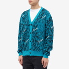 AMIRI Men's Mohair Cheetah Cardigan in Aqua