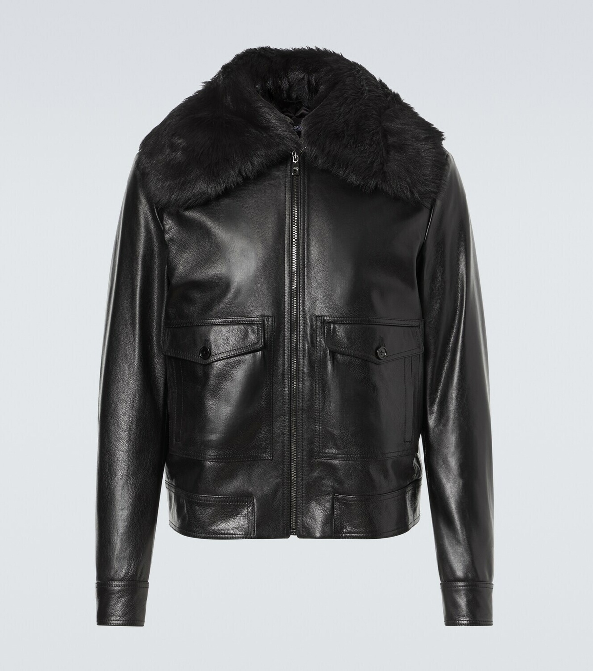 Dolce&Gabbana Shearling-trimmed leather jacket