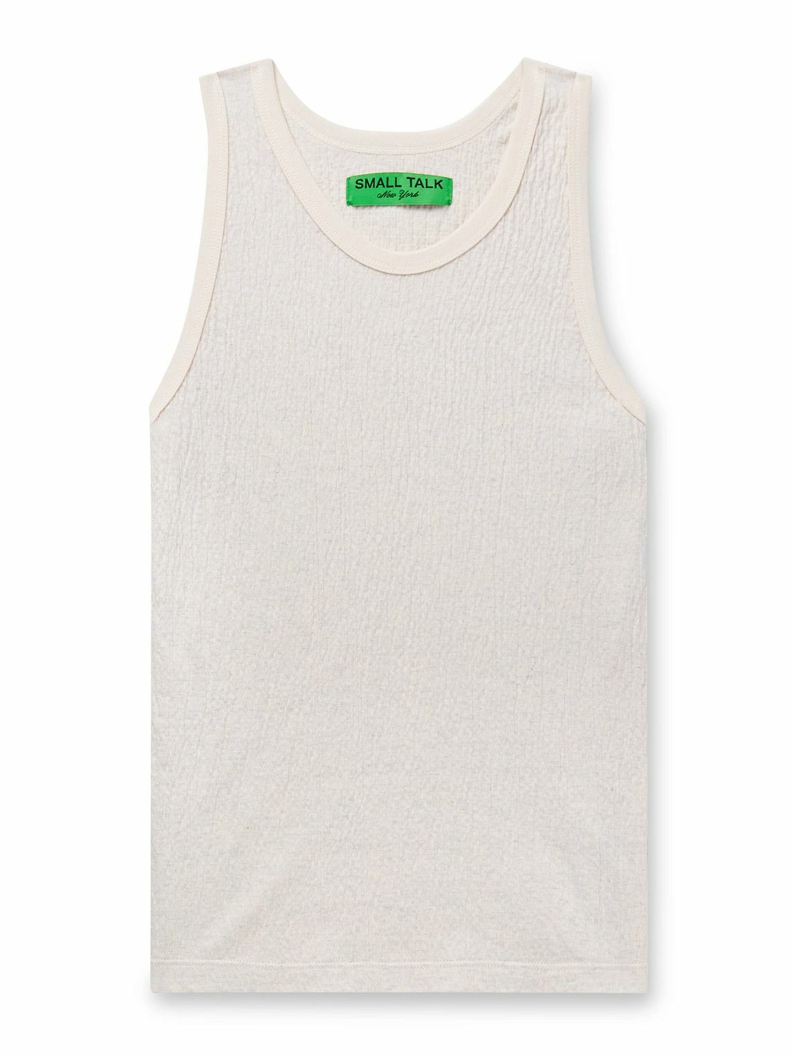 Small Talk - Crinkled Slim-Fit Cotton-Jersey Tank Top - Neutrals
