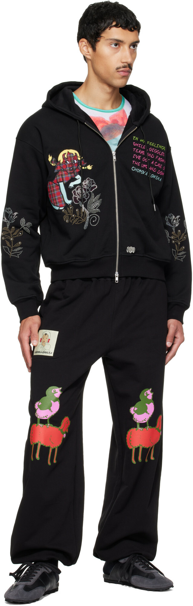 Chopova Lowena Black Feelings Panic Zip Hoodie