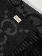 GUCCI - Fringed Logo-Jacquard Cashmere Scarf