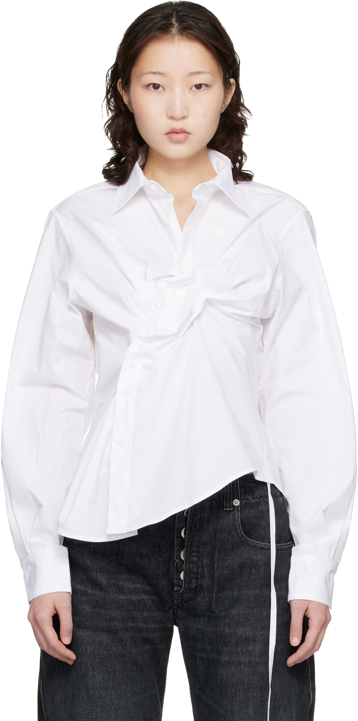 Ottolinger White Twisted-Pleat Tailored Shirt