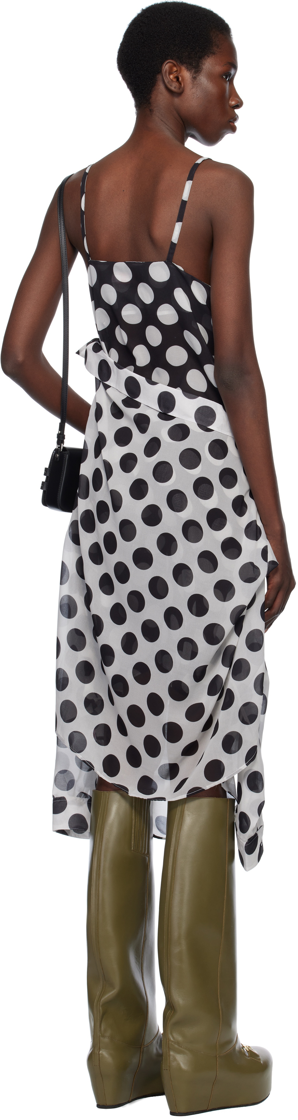 Charles Jeffrey LOVERBOY Black & White Hug Slip Midi Dress
