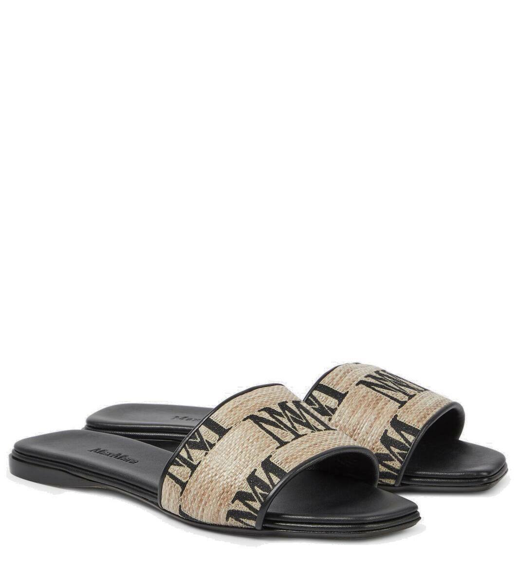 存在感抜群 ☆ Max Mara 10mm Cotton & leather slides MAX MARA 10mm Cotton & Leather Slides Max Mara