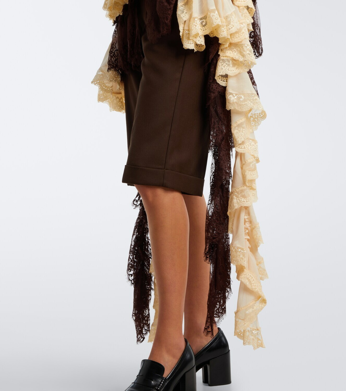 Xu Zhi Ruffled lace-trimmed chiffon blouse