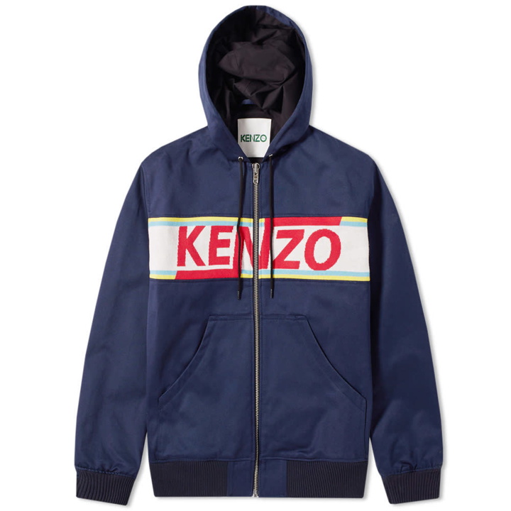 Photo: Kenzo Knitted Logo Hooded Canvas Jacket Blue