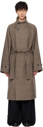 RAINMAKER KYOTO Brown Stand Collar Belted Coat