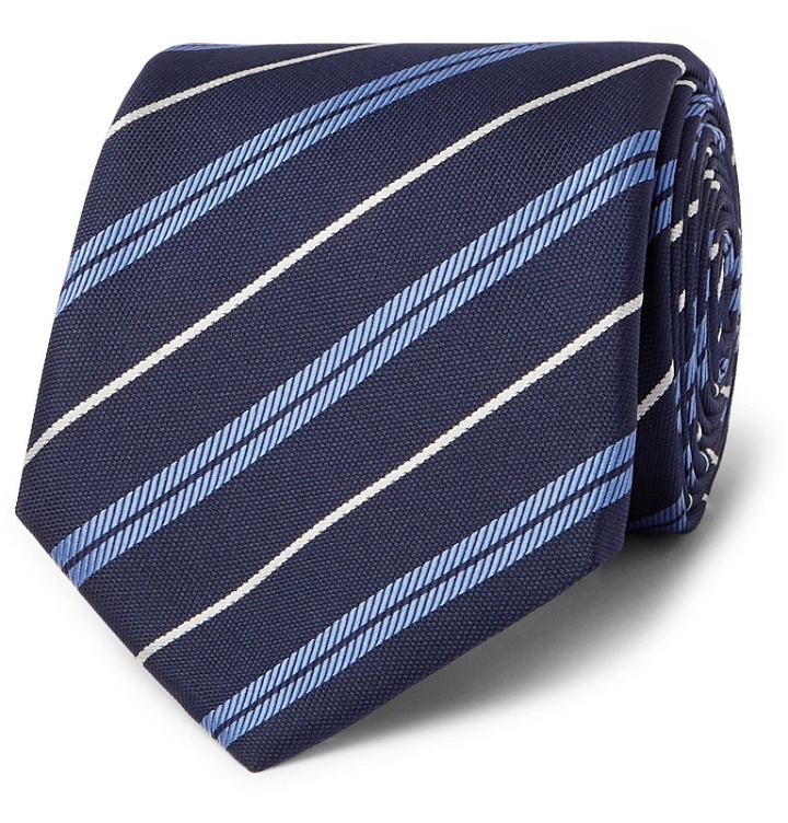 Photo: Hugo Boss - 7.5cm Striped Silk-Jacquard Tie - Blue