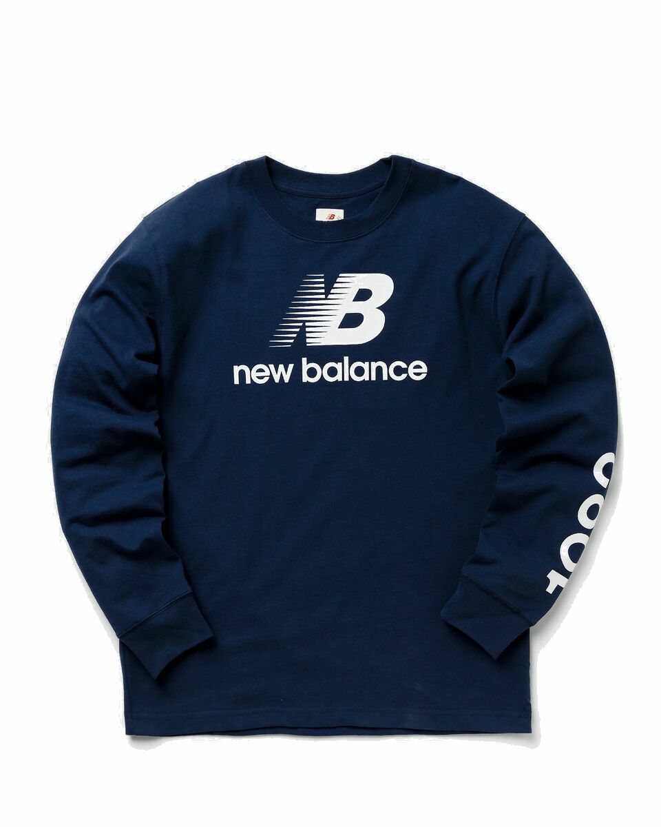 Photo: New Balance Made In Usa Logo L/S Tee Blue - Mens - Longsleeves