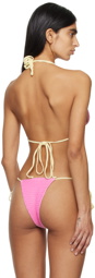 GCDS Pink Heart Bikini Top