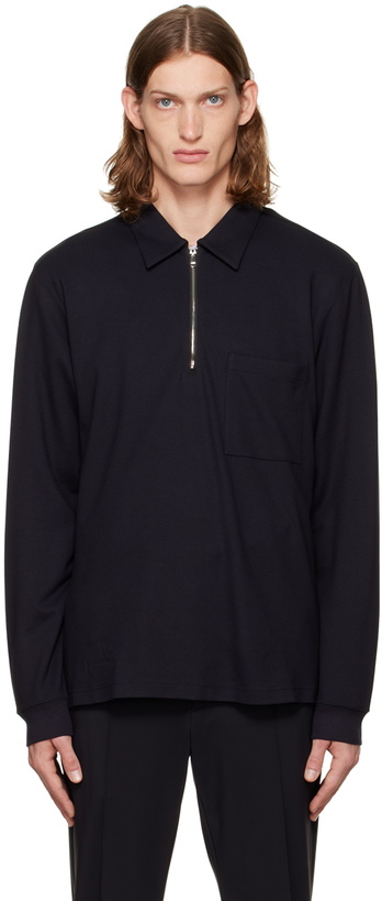 Photo: Theory Black Ryder Long Sleeve Polo