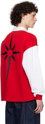 KUSIKOHC Red & White Rugby Long Sleeve Polo