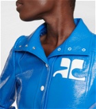 Courreges - Logo cropped faux leather jacket