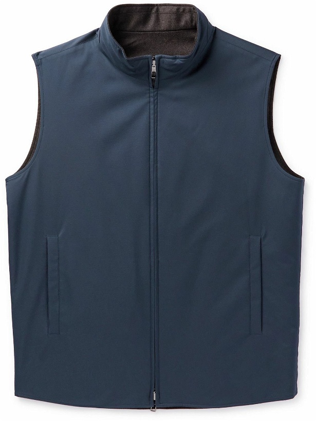 Photo: Loro Piana - Reversible Shell and Wool and Cashmere-Blend Gilet - Blue