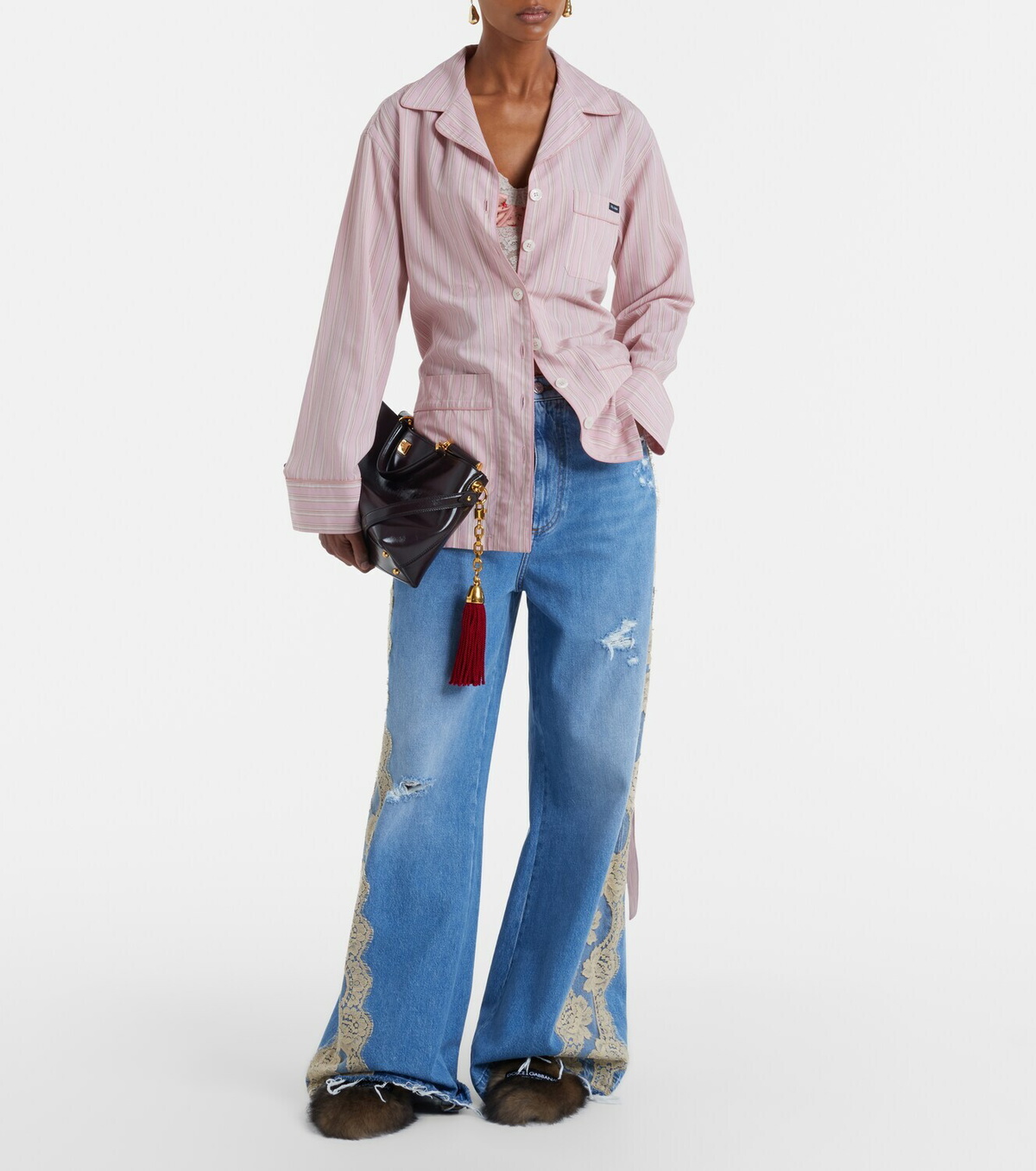 Dolce&Gabbana Belted striped shirt