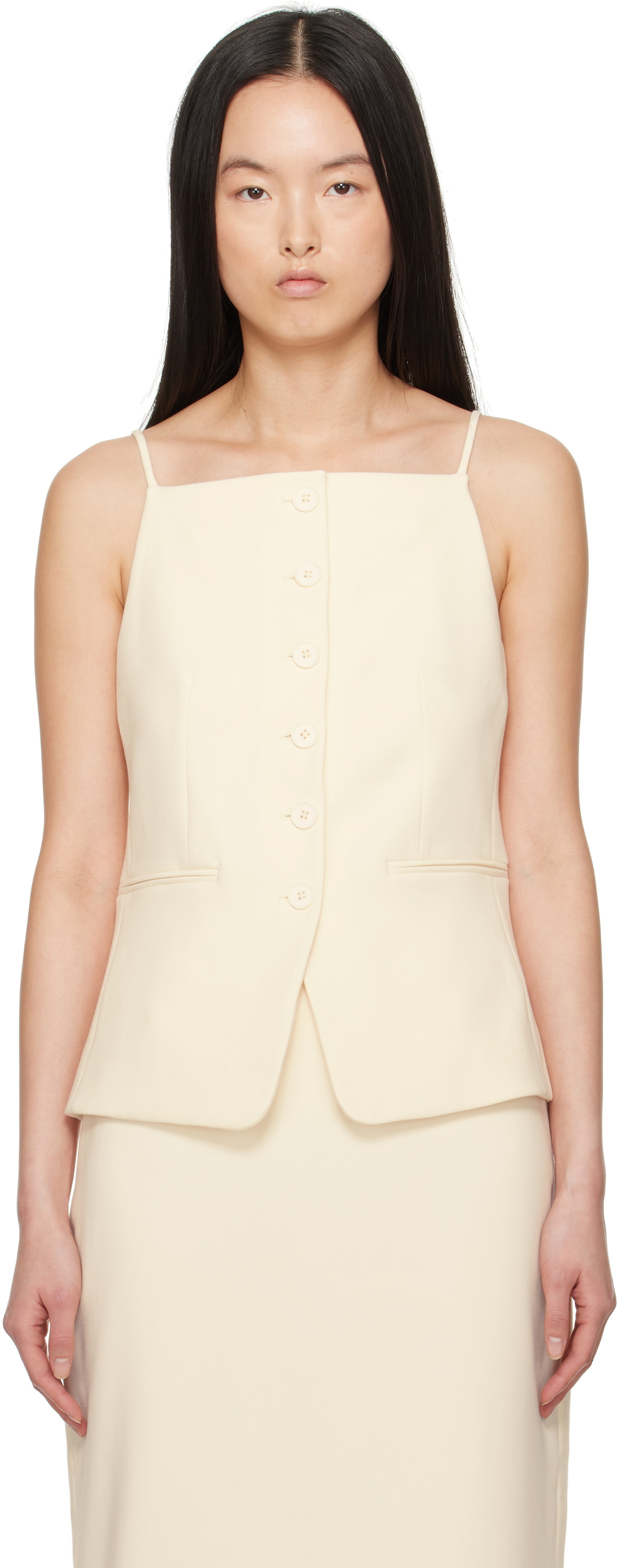 Staud Off-White Una Tank Top