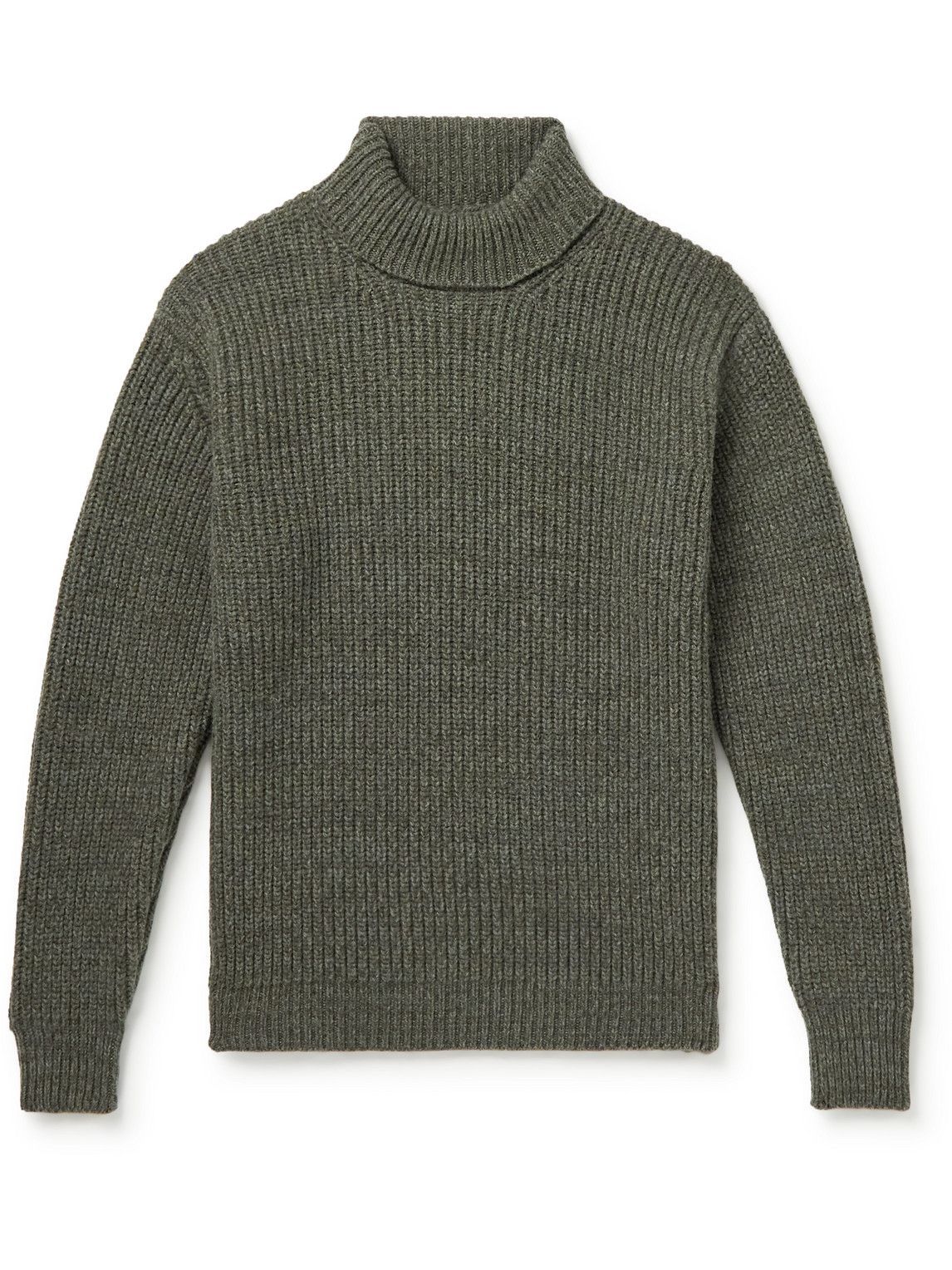 Kingsman - Ribbed Wool and Cashmere-Blend Rollneck Sweater - Green Kingsman