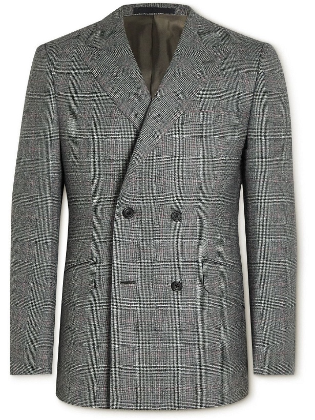 Photo: Kingsman - Archie Slim-Fit Double-Breasted Prince of Wales Checked Wool Suit Jacket - Gray