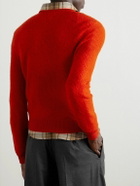 CELINE - Logo-Embroidered Open-Knit Wool Sweater - Red
