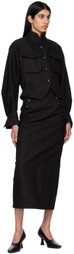 Mame Kurogouchi Black Buttoned Midi Skirt