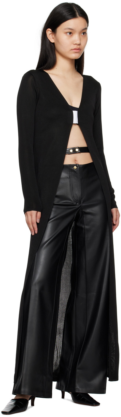 BEVZA Black High-Rise Faux-Leather Trousers