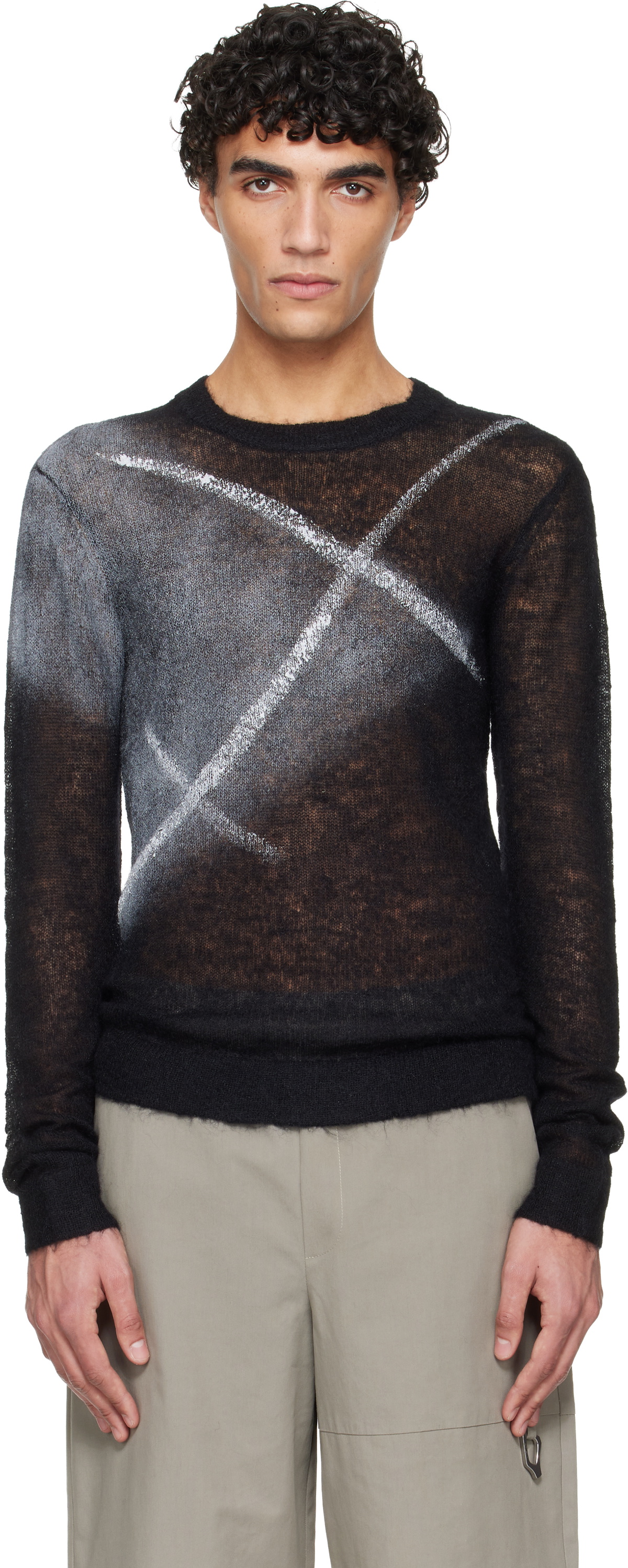 HELIOT EMIL Black Fluxus Crewneck Sweater