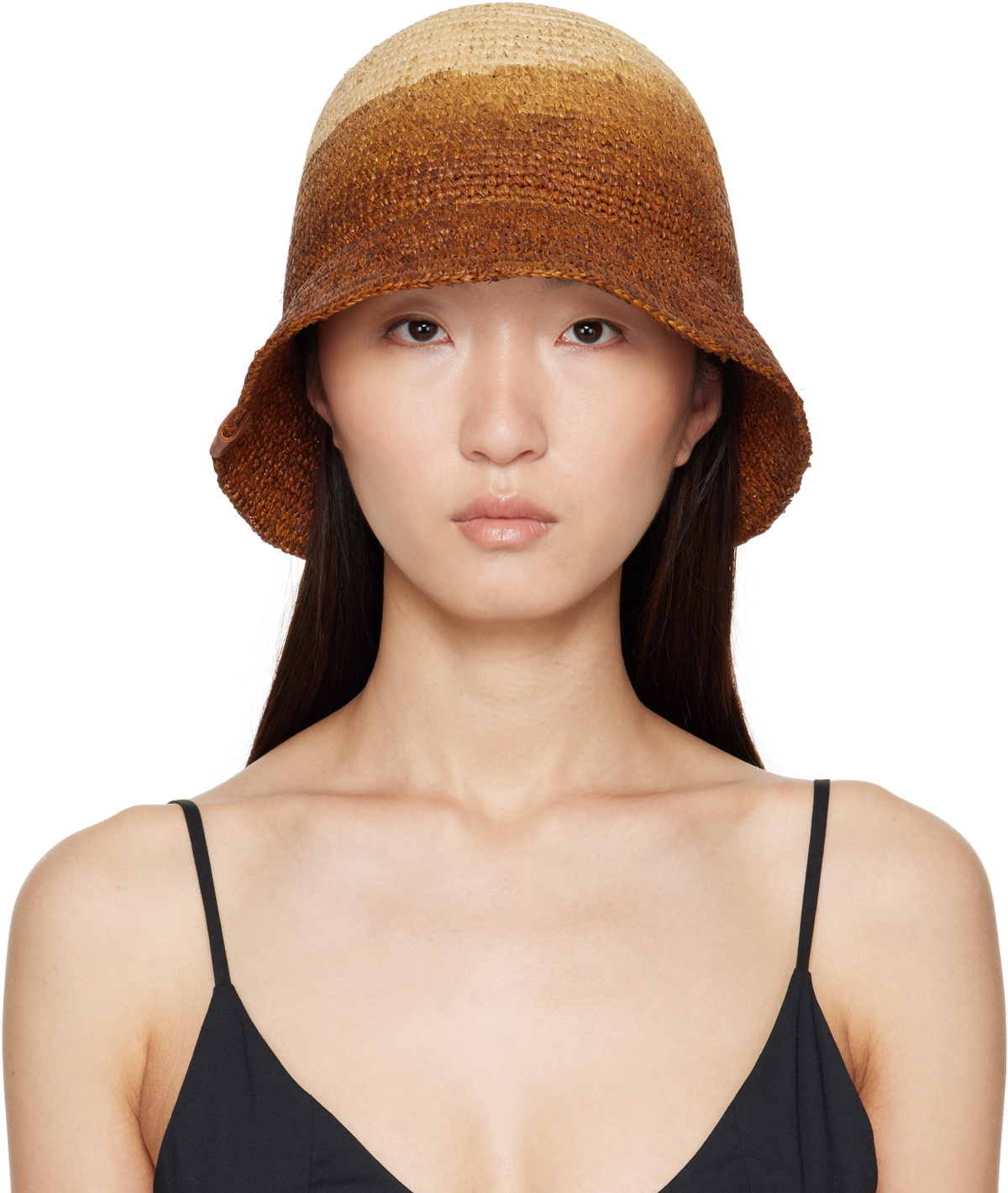 Staud Brown & Beige Meyers Crochet Bucket Hat
