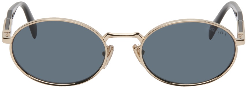 Photo: Prada Eyewear Gold & Black Oval Sunglasses