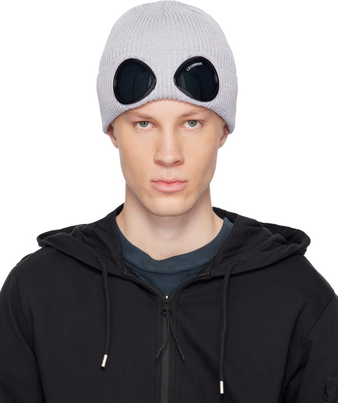 Photo: C.P. Company Gray Cotton Goggle Beanie