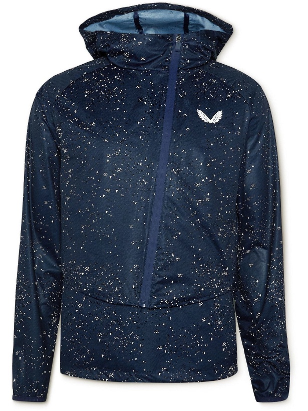Photo: Castore - Triton Convertible Printed Shell Hooded Jacket - Blue