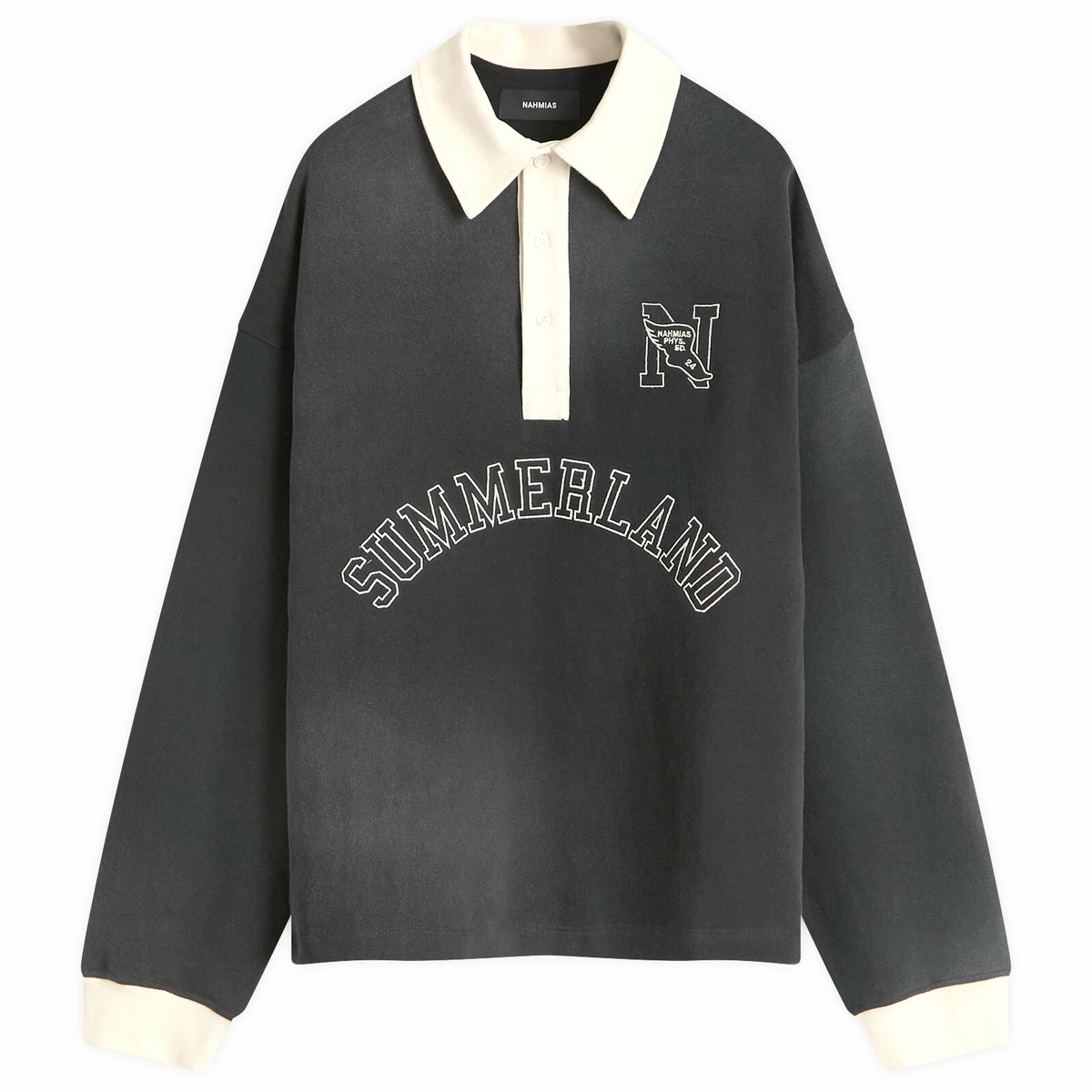 Nahmias Men's N Long Sleeve Polo in Black Terry