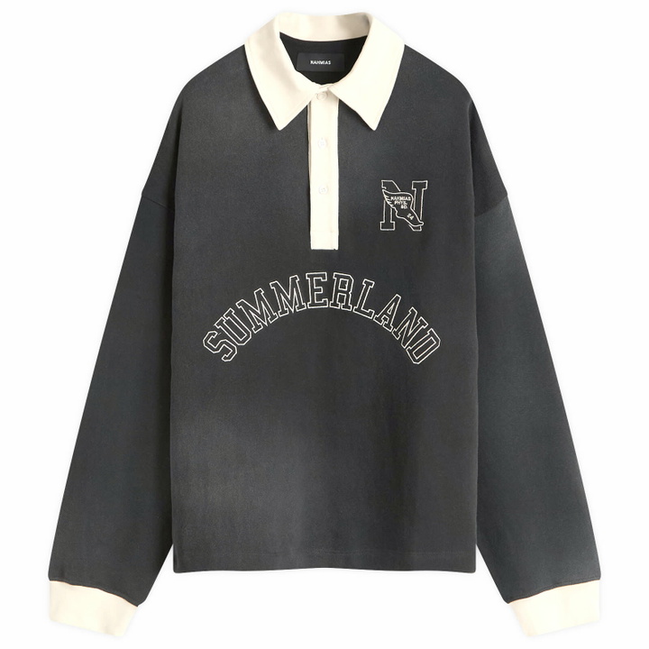 Photo: Nahmias Men's N Long Sleeve Polo in Black Terry