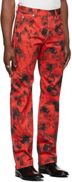 LU'U DAN SSENSE Exclusive Red Rose Burst Jeans